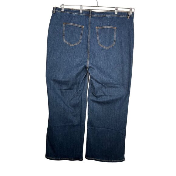 ModCloth The Grier Wide Leg Flare Jeans Ultra High Rise Dark Blue Wash plus 26 - Picture 6 of 12